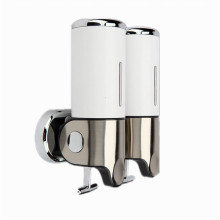 Branco 500ml * 2 Aço Inoxidável + ABS Plastic Wall-Mountained Liquid Soap Dispenser